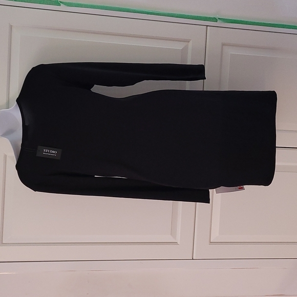 NWT Studio Maternity Black Stretch Wrap Dress Long Sleeves M NEW - Picture 3 of 6